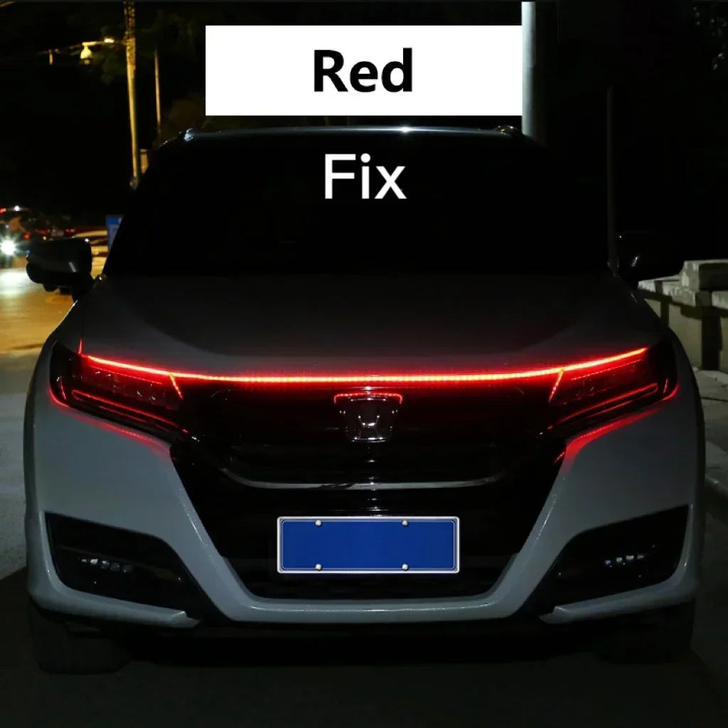 إضاءة LED نهارية للسيارة DRL مع ضوء إشارة الانعطاف، شريط إضاءة تزييني لغطاء محرك السيارة مع مسح بدء تشغيل ديناميكي متوهج 12 فولت